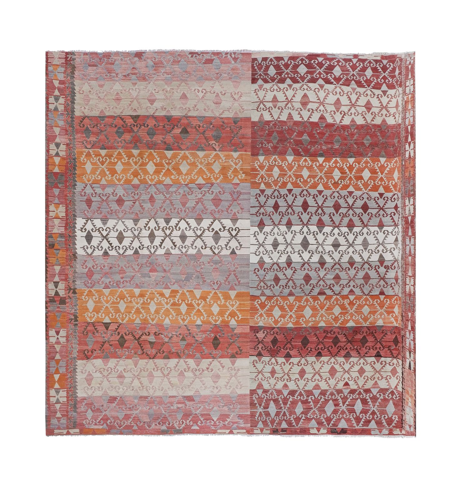 Textiles 1960s Vintage Turkish Kilim Rug 10'5'' X 10'10'' photo