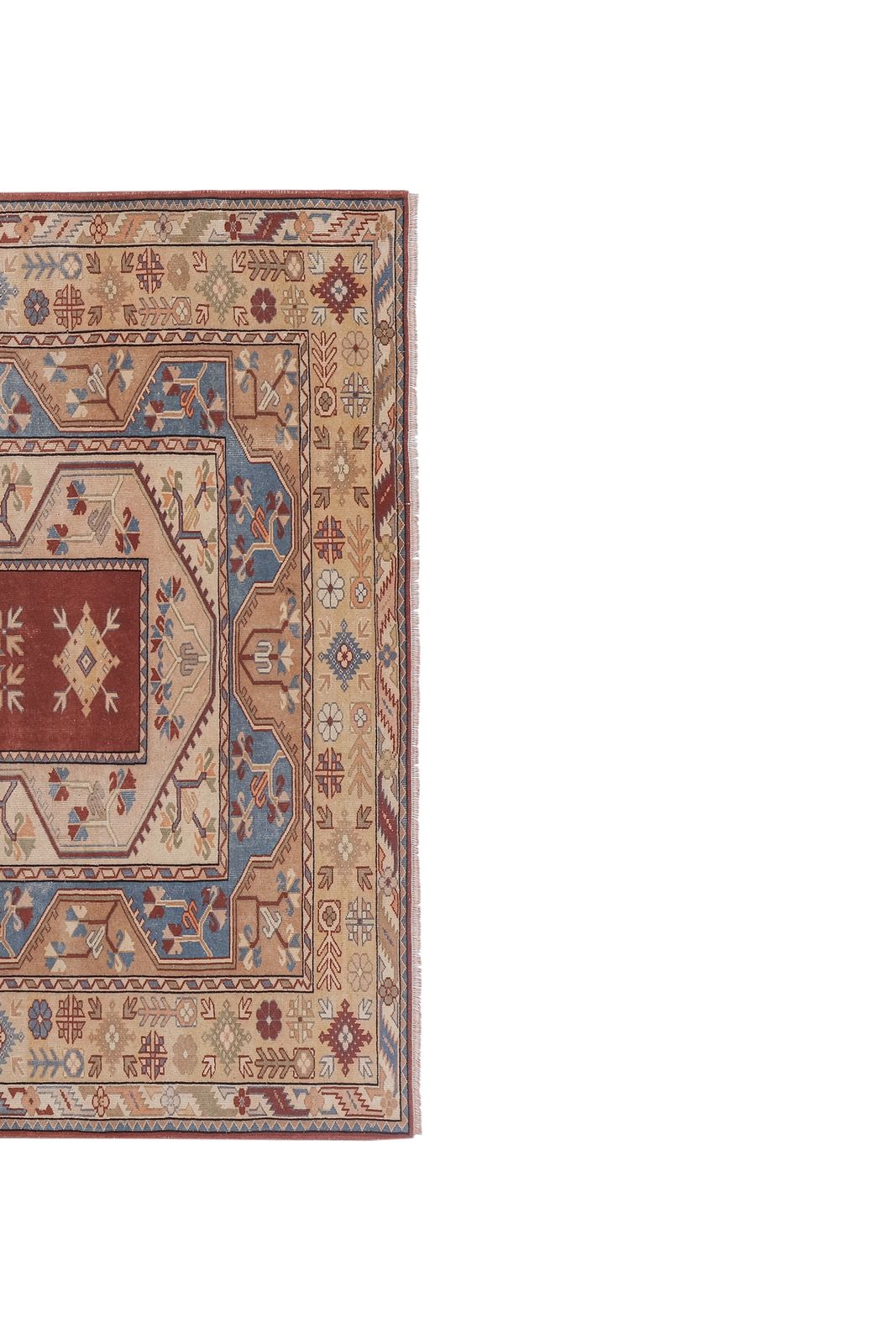 1960s Decorative Turkish Soft Muted Color Oushak Living Room Rug 6'10'' X 7'7'' photo vintage