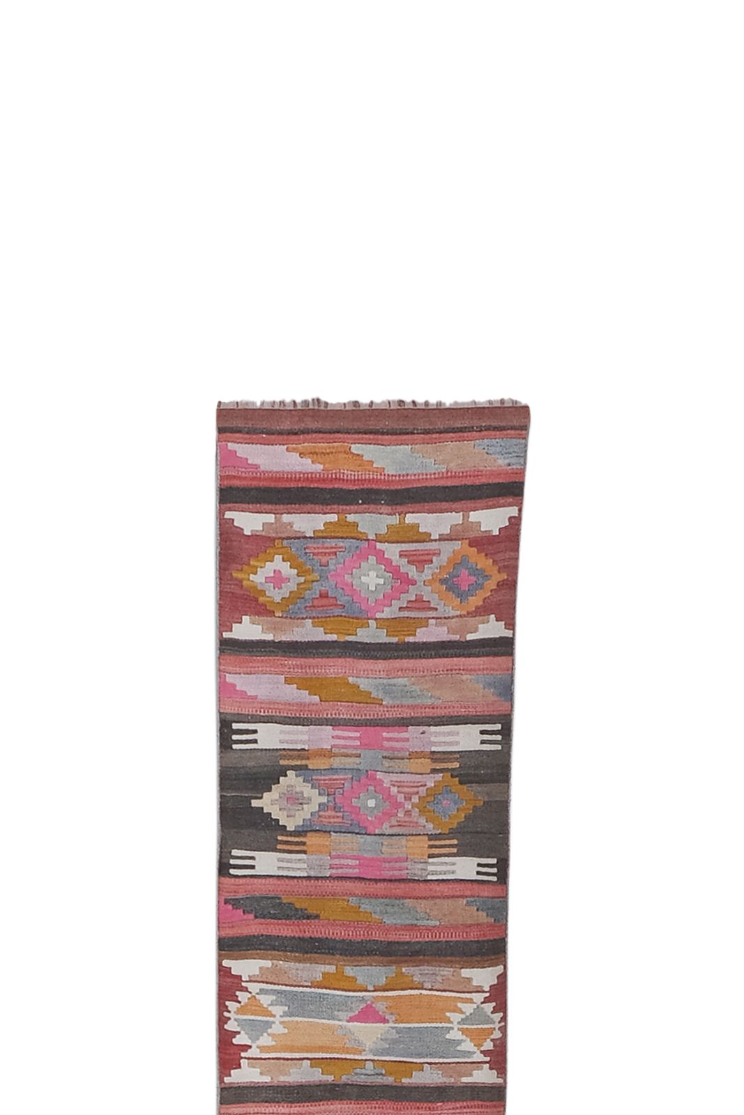 1960s Vintage Faded Turkish Kilim Runner   Stair Rug photo Textiles