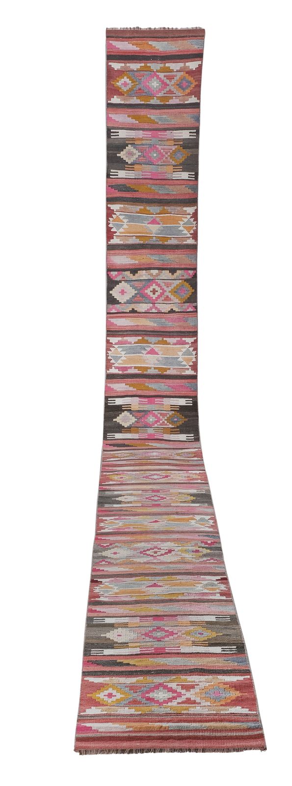 1960s Vintage Faded Turkish Kilim Runner   Stair Rug