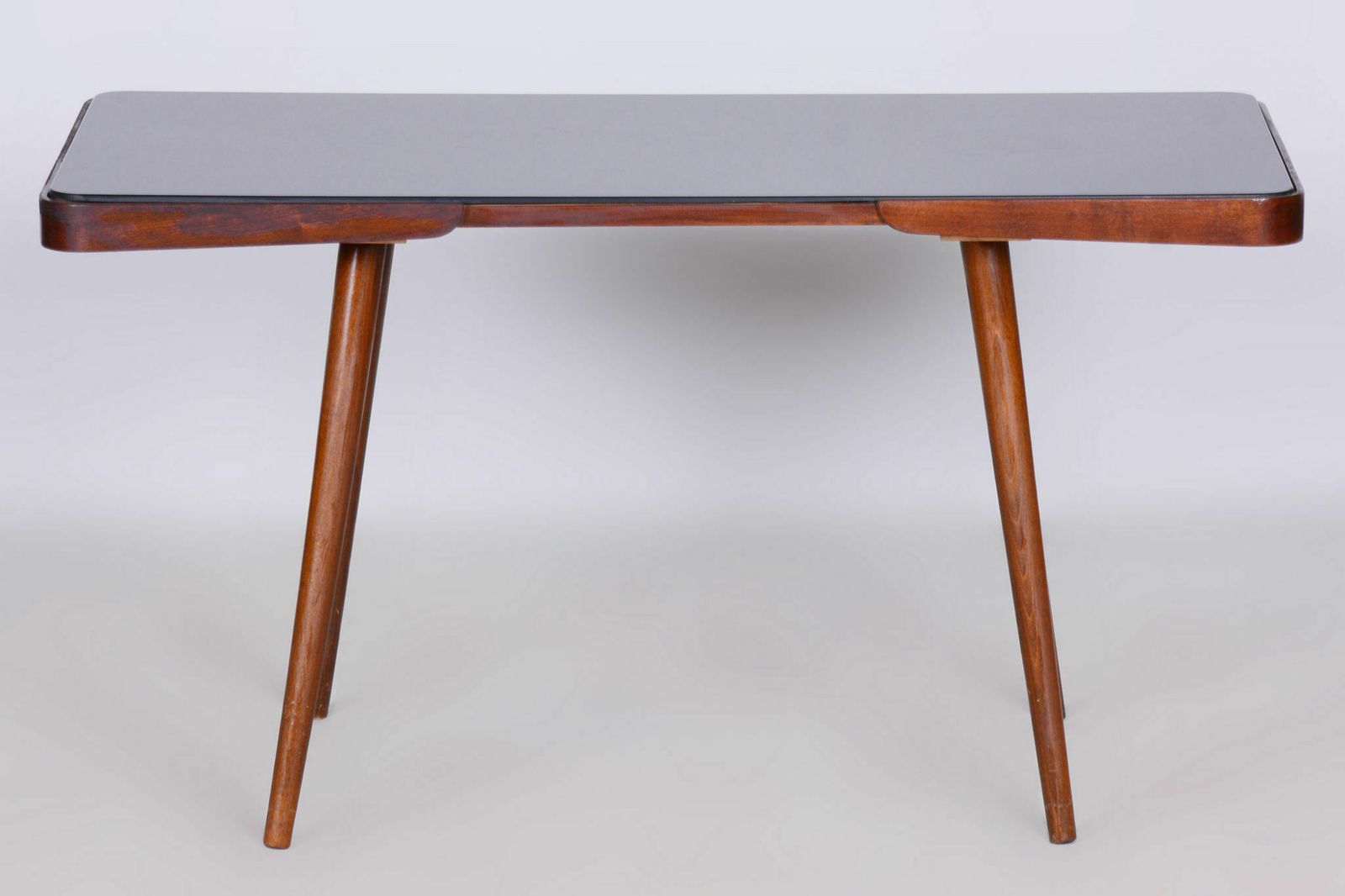 Original Midcentury Beech Coffee Table, Opaxit Glass, Maker Interier Praha, Well Preserved Condition, Revived Polish, Czechia photo furniture
