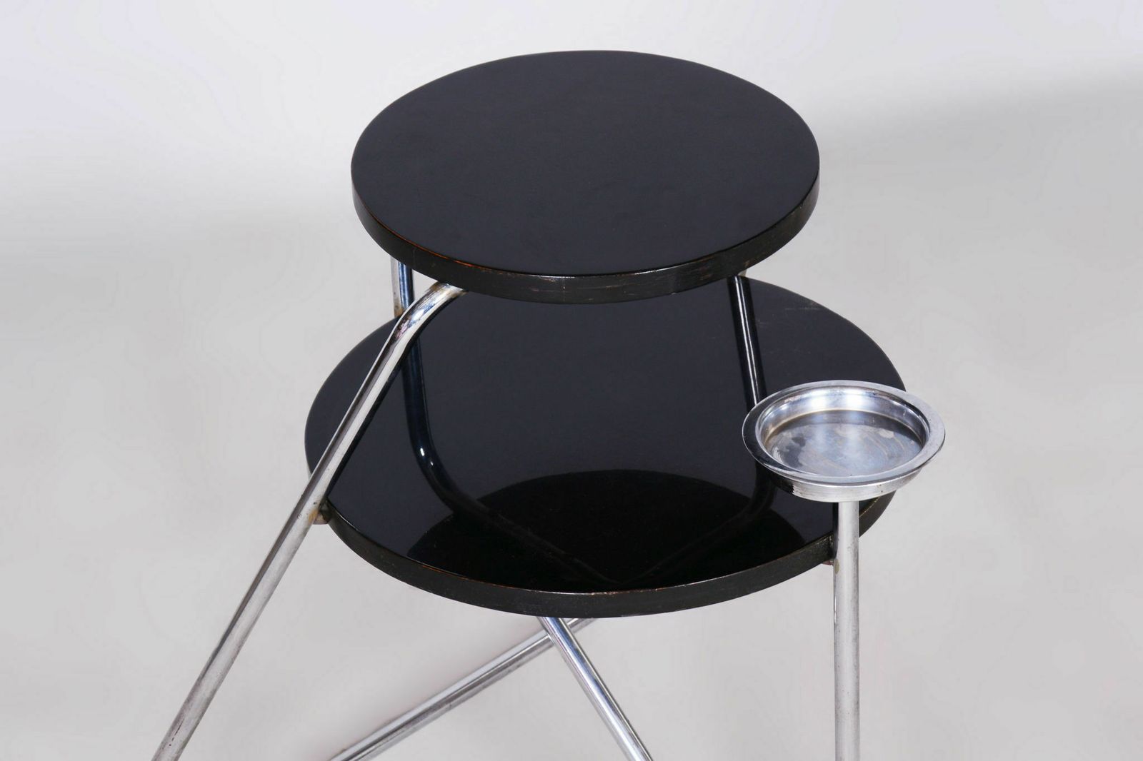 Restored Bauhaus Small Table, Chrome, Very Unusual Avant Garde Design, Revived Polish, Czechia, 1930s photo 1150.0