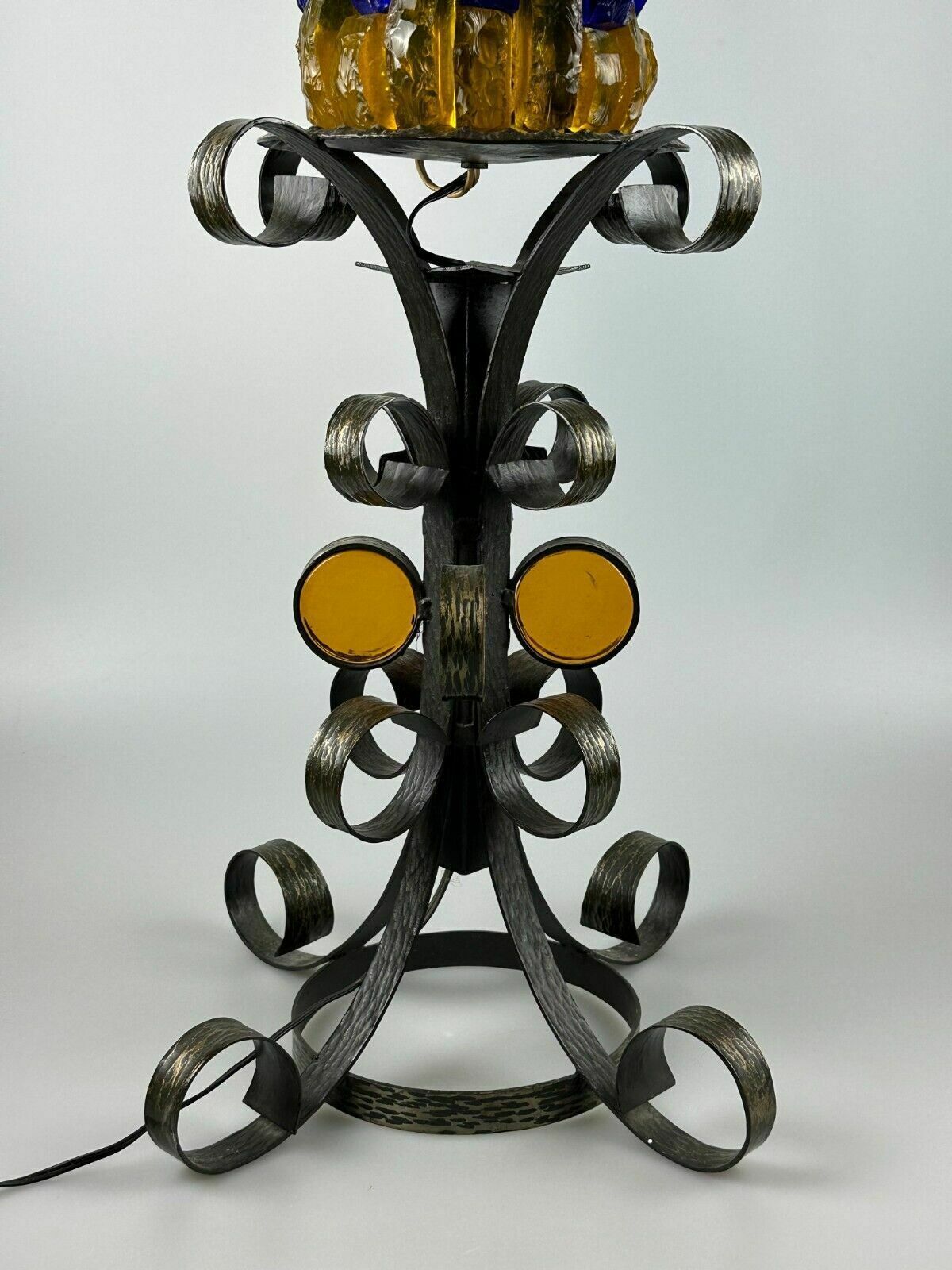 60s 70s Brutalist Floor Lamp Iron & Glass Floor Lamp Mid Century photo 1620.0