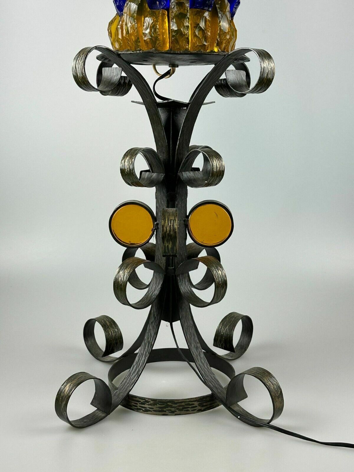 photo vintage 60s 70s Brutalist Floor Lamp Iron & Glass Floor Lamp Mid Century