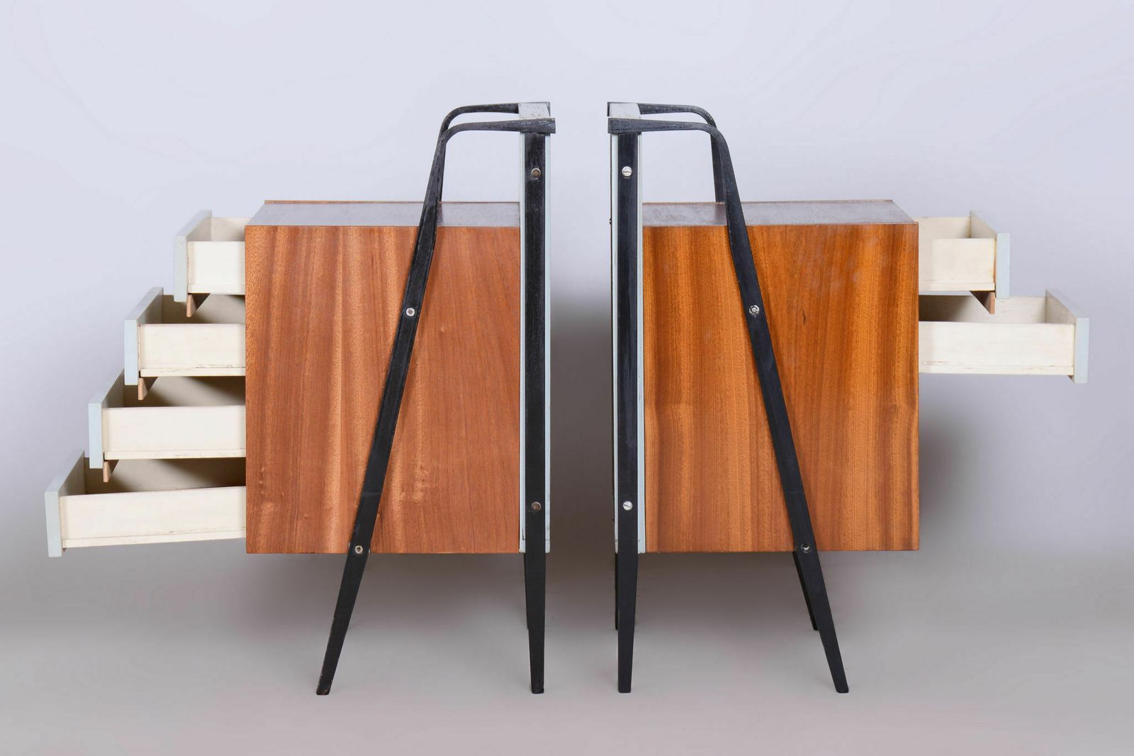 Restored Midcentury Cabinet Set, Mahogany, Revived Polish, Central Europe, 1950s photo Furniture