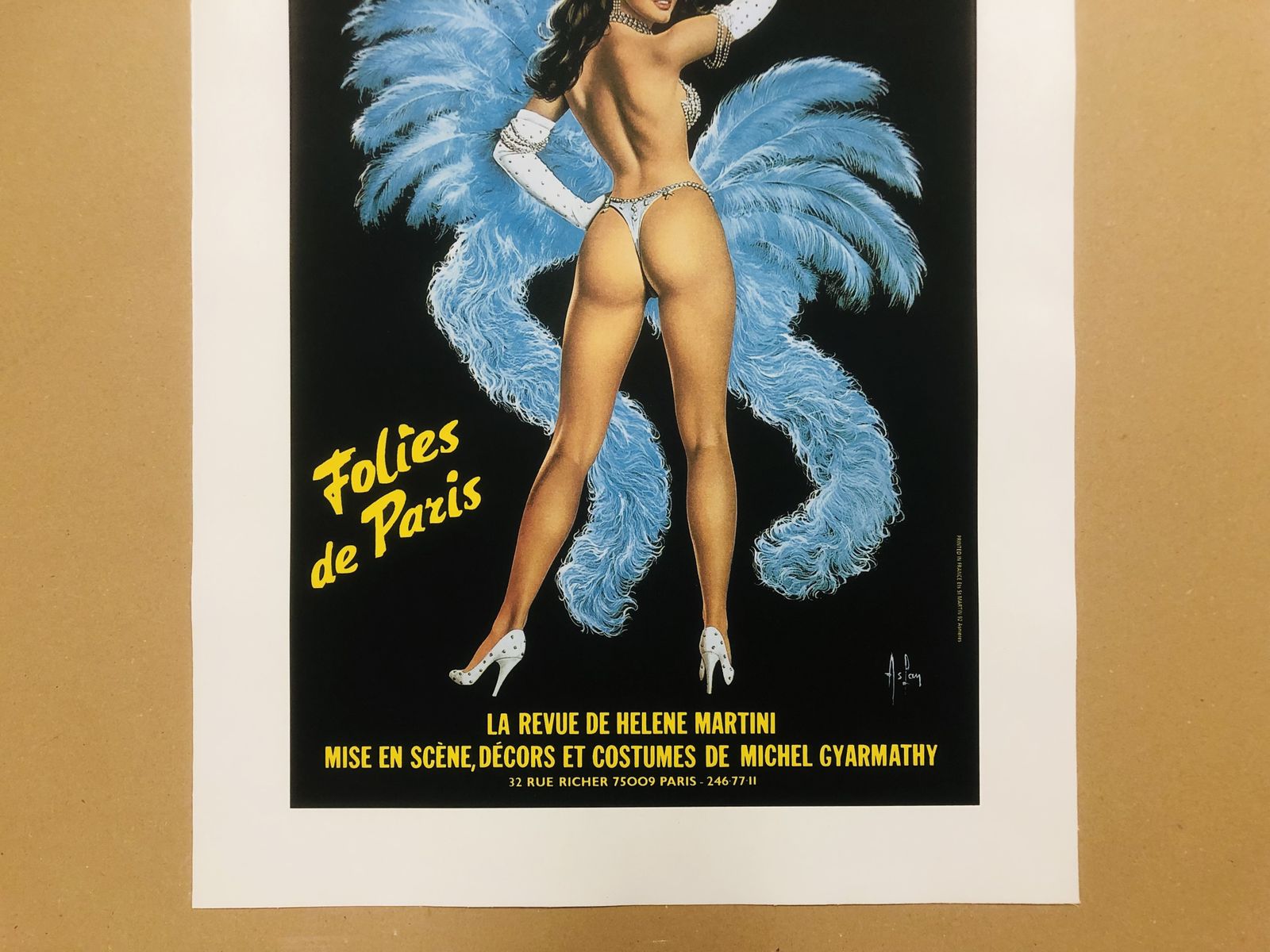 photo furniture Alain Aslan, 80s   Folies Bergere   Advertising Vintage Affiche Linen Backed