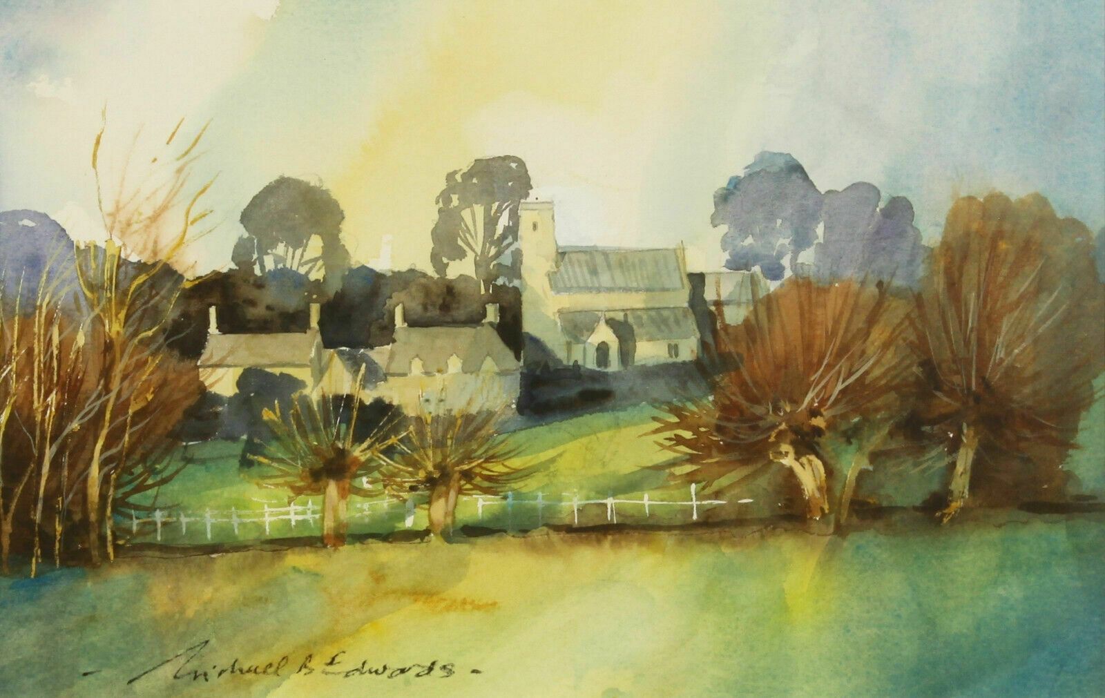 Watercolour By Michael B Edwards. Countryside Church photo furniture