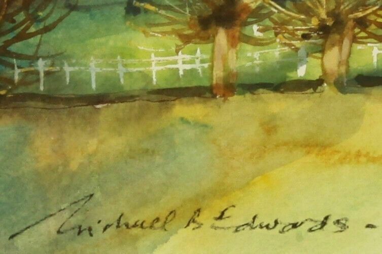 Watercolour By Michael B Edwards. Countryside Church photo for sale