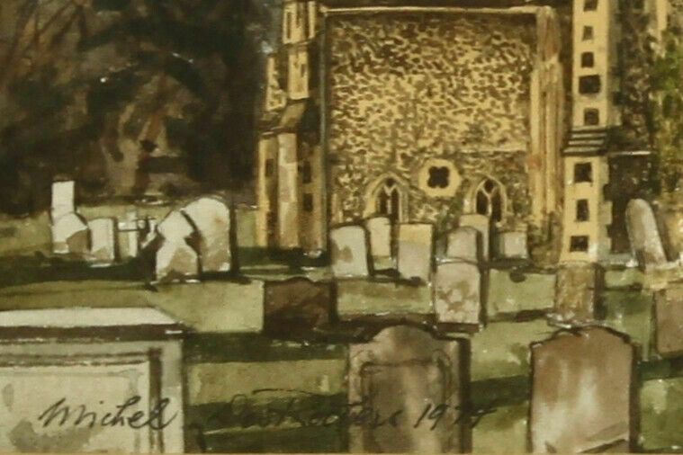 Watercolour By Michel Desrochers. Titled "St Mary's Church, Rickinghall Suffolk" photo for sale