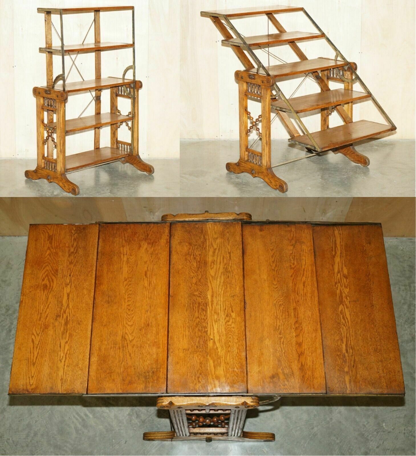 Fully Restored Circa 1910 Boeckh Brothers Metamorphic Bakers Table Bookcase