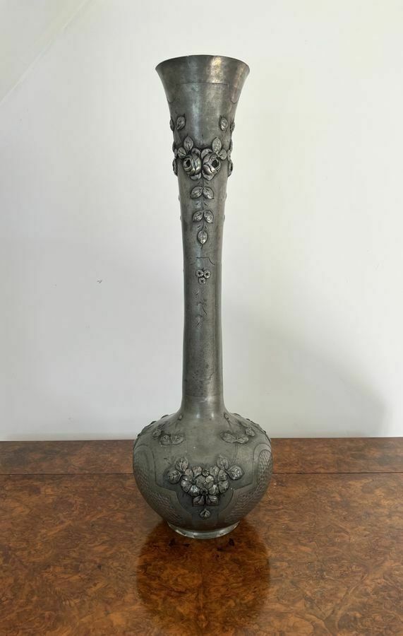Large Antique 19th Century French Quality Pewter Vase photo buy