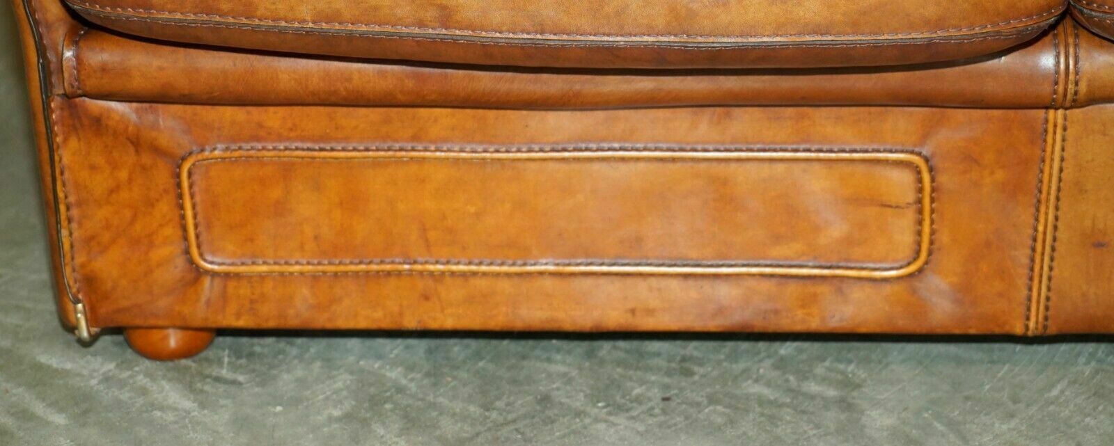 photo for sale Vintage Brown Leather Roche Bobois Mid Century Modern Contemporary Sofa