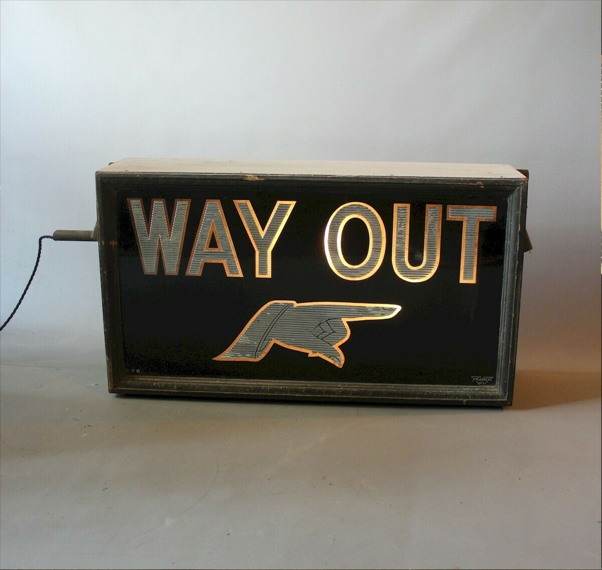 Early 20th Century Illuminated Way Out Sign By Franco W1