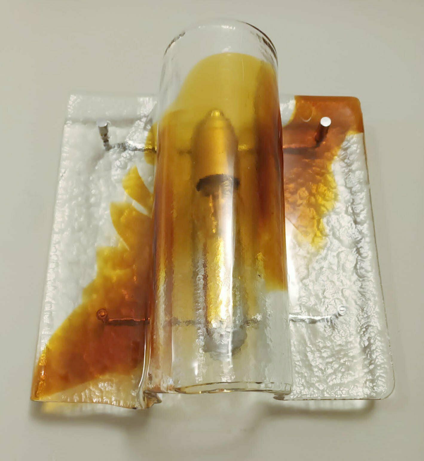 Pair Of Amber Sconces By Mazzega photo Lighting