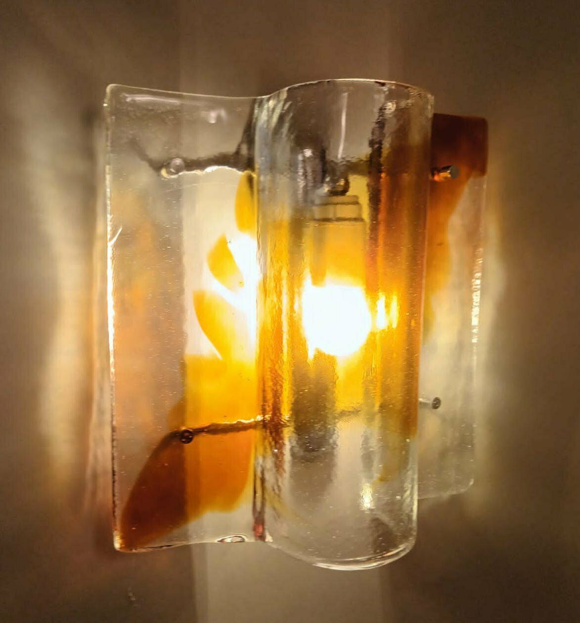 Pair Of Amber Sconces By Mazzega photo 2366.572