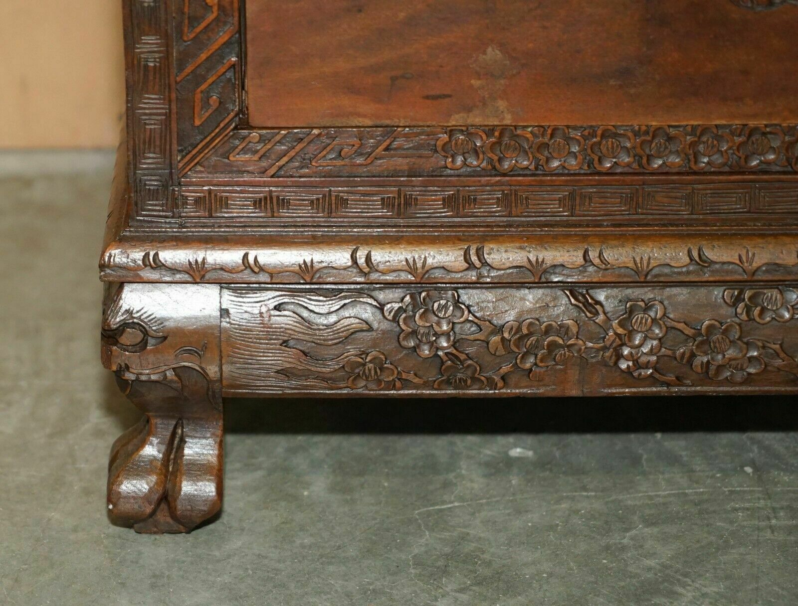photo for sale Antique Chinese Hand Carved Circa 1890 Chest Of Drawers Very Detailed Handles
