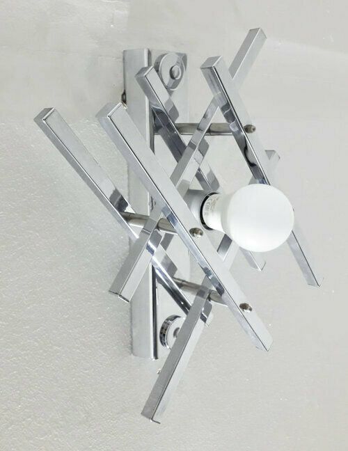 Pair Of Geometric Sconces By Gaetano Sciolari photo vintage