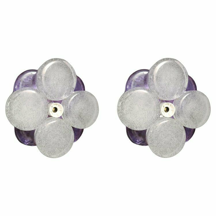 Pair Of Amethyst And Clear Sconces By Poliarte