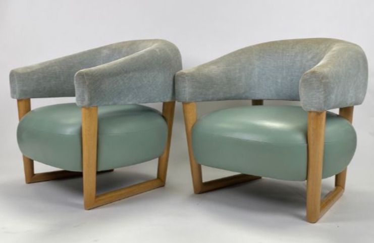 Iconic Art Deco Armchairs With Pouffes   Will Sell Individually photo for sale
