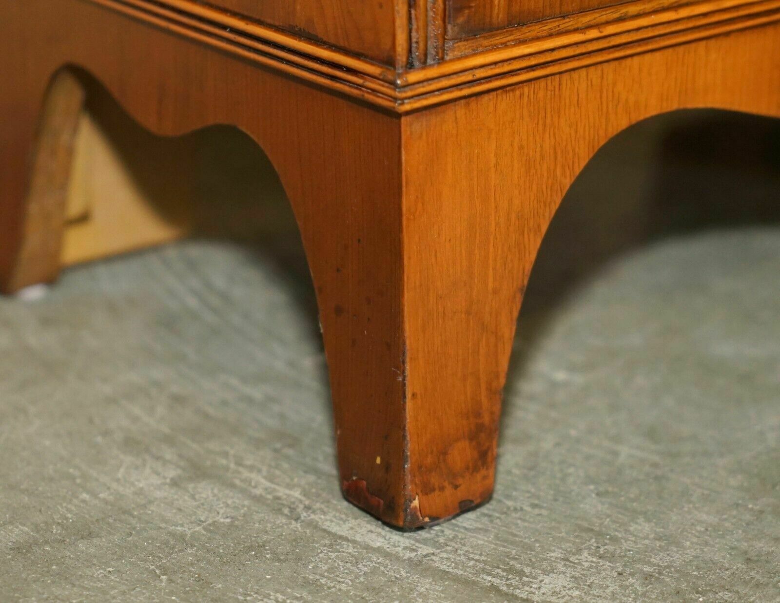 photo furniture Pair Of Vintage English Flamed Mahogany Waterfall Bookcases With Cupboard Bases
