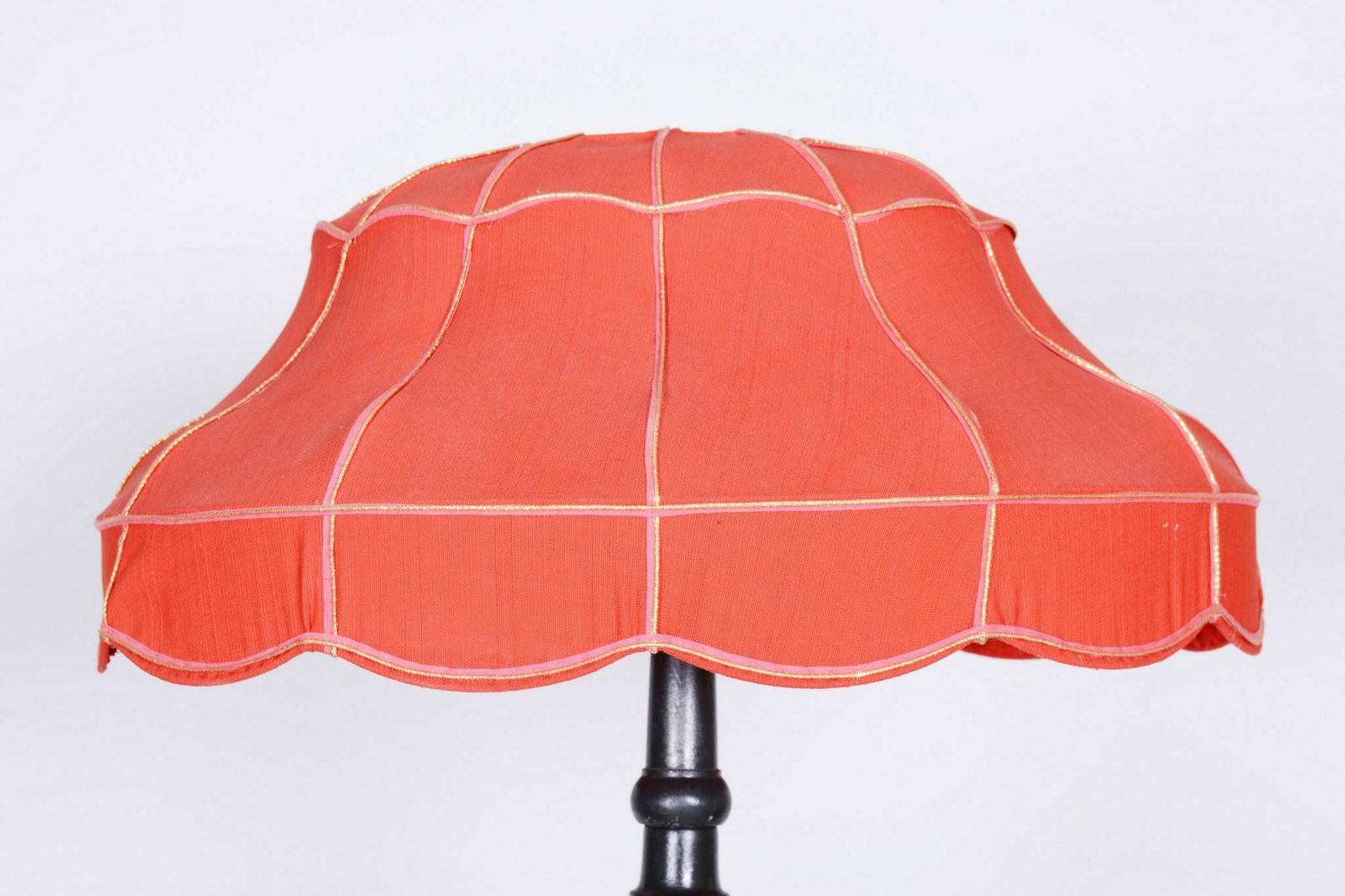 Restored Artdeco Floor Lamp, Solid Beech, New Electrification, Revived Polish, Well Preserved Original Textile Shade, Czechia, 1920s photo vintage