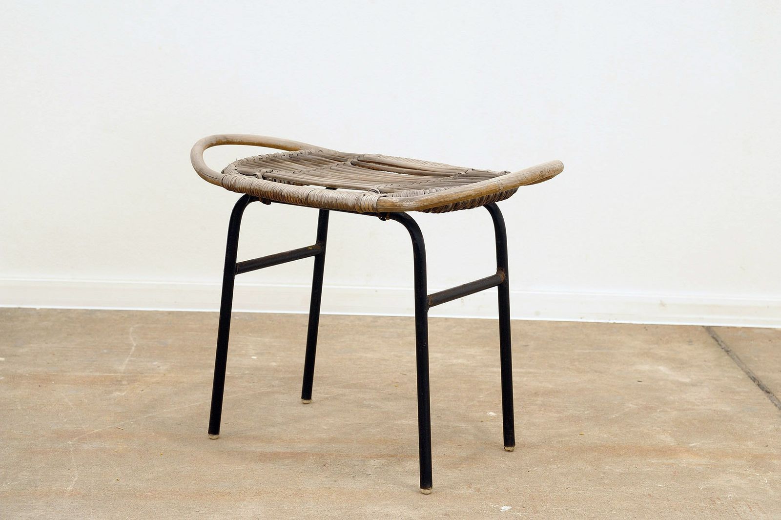 Mid Century Rattan Stool By Alan Fuchs, Uluv, 1960´S, Czechoslovakia photo Furniture