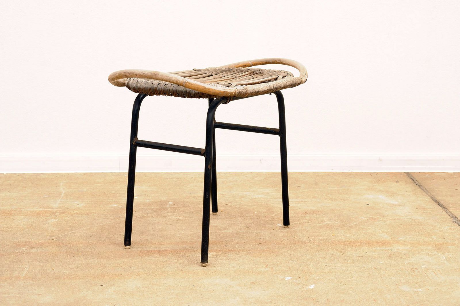 Mid Century Rattan Stool By Alan Fuchs, Uluv, 1960´S, Czechoslovakia photo vinterior