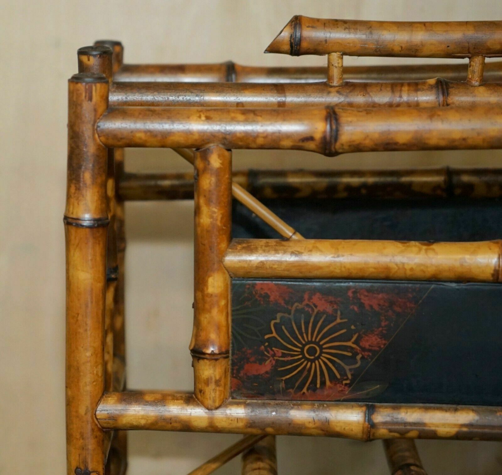 Antique Circa 1880 Aesthetic Movement Bamboo Carved Chinese Magazine Paper Rack photo Home Decor