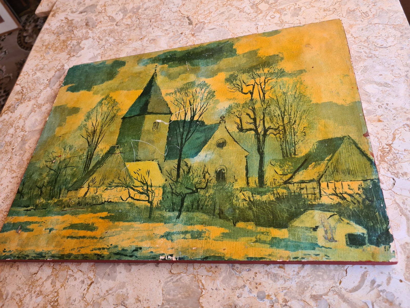 A Wooden Painting    European Village photo vinterior