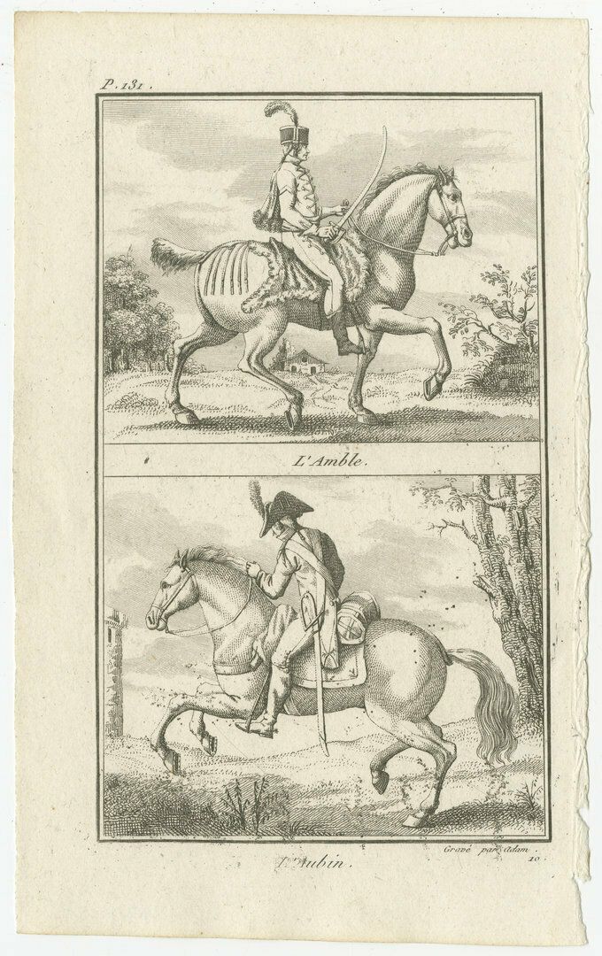 Antique Horse Riding Print   L'amble   L'aubin