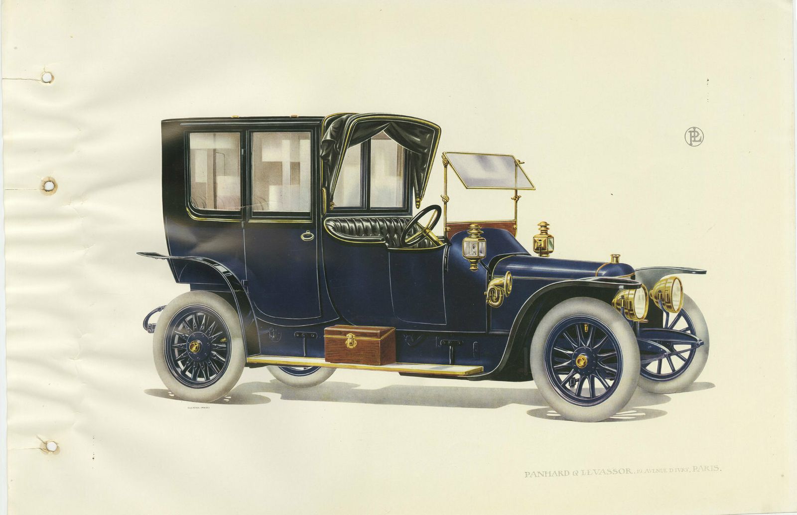 Antique Print Of The Panhard Et Levassor Coupe Avant Torpedo Car