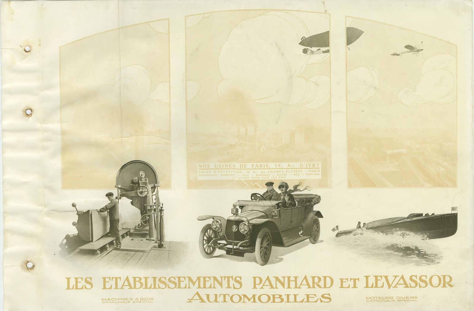 Antique Title Page With Illustrations Of A Panhard Et Levassor Car Catalog