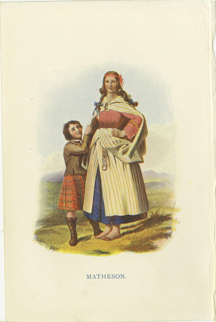 Set Of 4 Original Antique Prints Of Costumes Of The Clans Of Scotland, Women photo furniture
