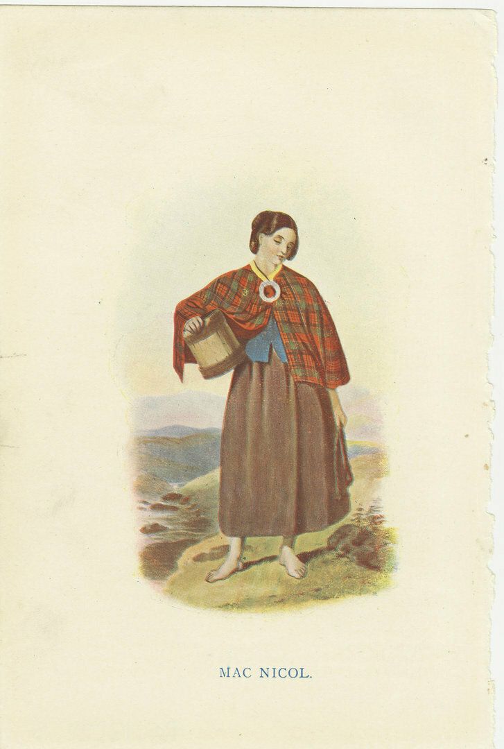 Set Of 4 Original Antique Prints Of Costumes Of The Clans Of Scotland, Women photo Art