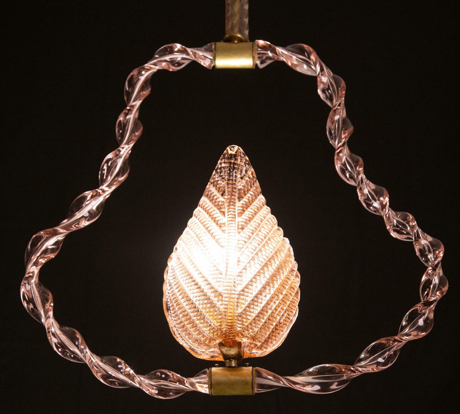 photo furniture Amazing Rare Pink Murano Twisted Glass Chandelier By Ercole Barovier, 1940s