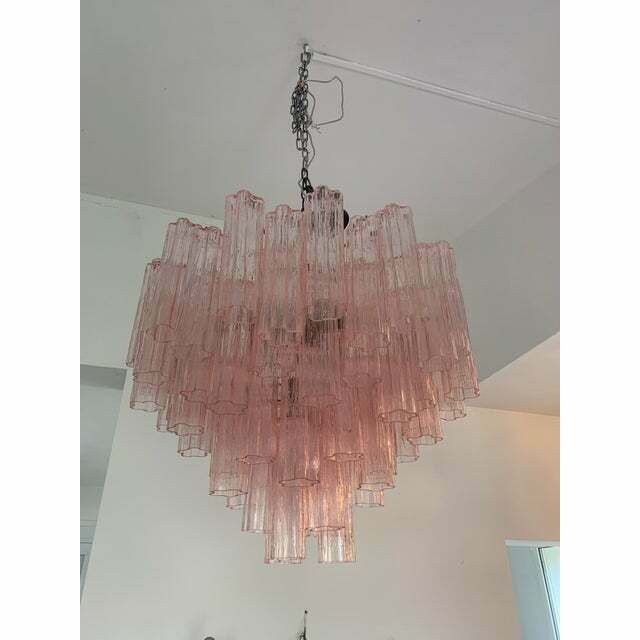 Murano Style Glass Sputnik Chandelier Pink And Brunito Metal Frame, Lot Of 2 Or A Pair Of Chandeliers photo buy
