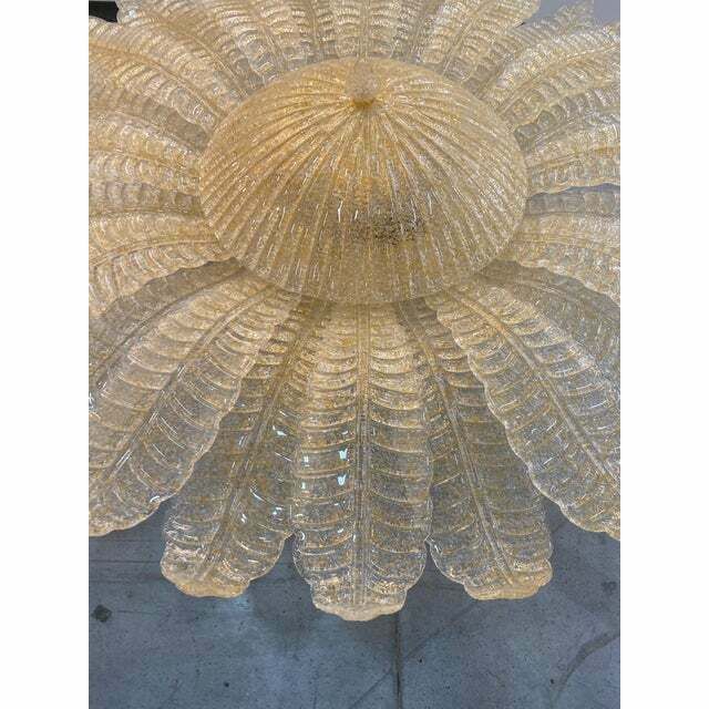 Contemporary Venetian Sunflwer Murano Glass Gold Flush Mount , Lot Of 2 Or A Pair Of Chandeliers photo for sale