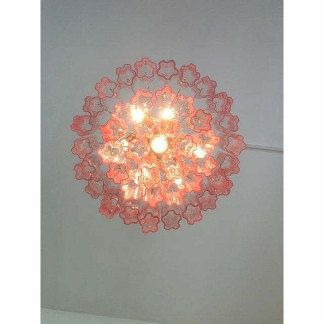 Contemporary Murano Glass Sputnik Chandelier Pink, Mazzega Style , Lot Of 2 Or A Pair Of Chandeliers photo 7192.0