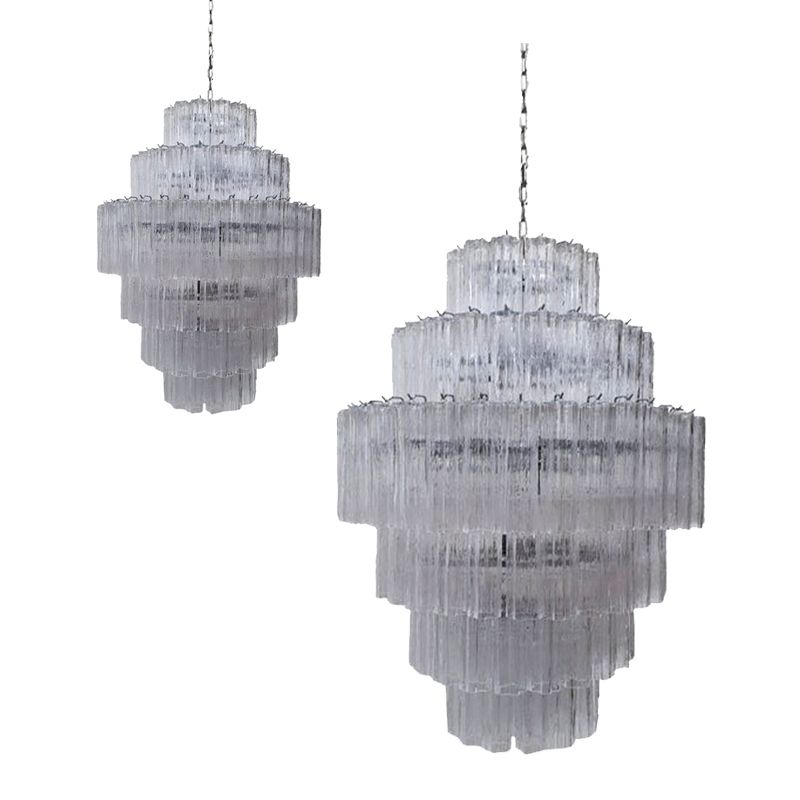 Murano Glass Sputnik Chandelier Transparent Like Mazzega Zuccheri Venini Barovier Style Custom , Lot Of 2 Or A Pair Of Chandeliers