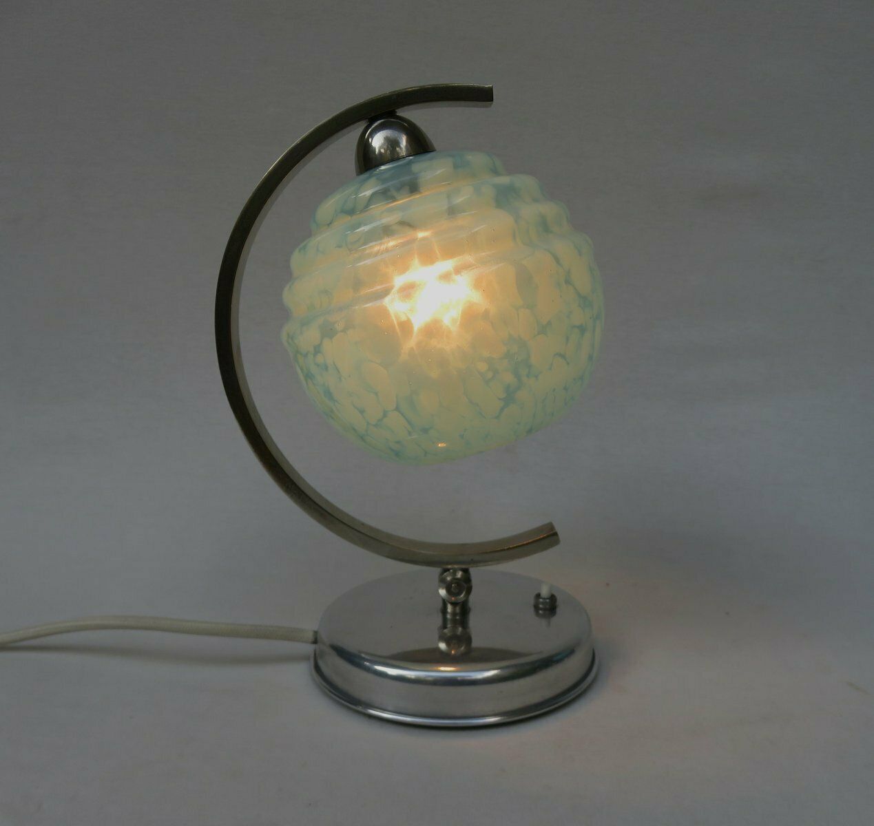 French Bedside Lights, Art Deco, Umbrellas Flamed Light Blue, 1920s, Set Of 2 photo vintage