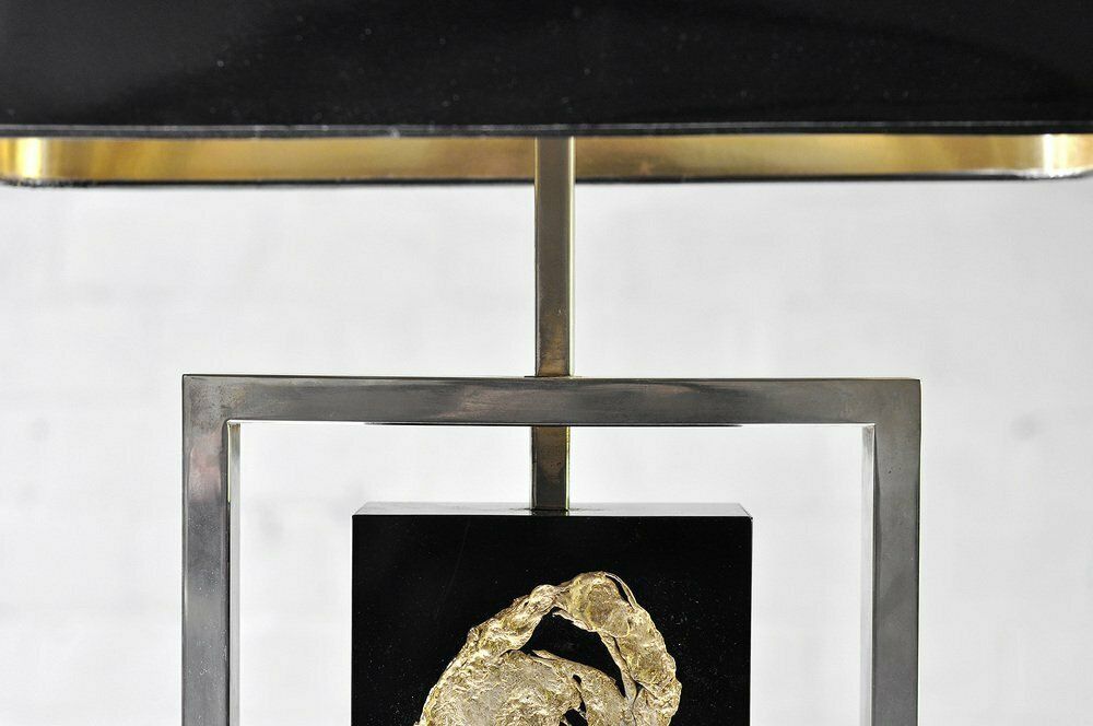 Modernist Gilt Table Lamp By Philippe Cheverny, France, 1970s photo Lighting