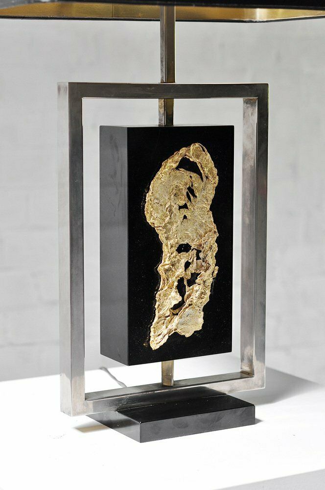 Modernist Gilt Table Lamp By Philippe Cheverny, France, 1970s photo 1264.0