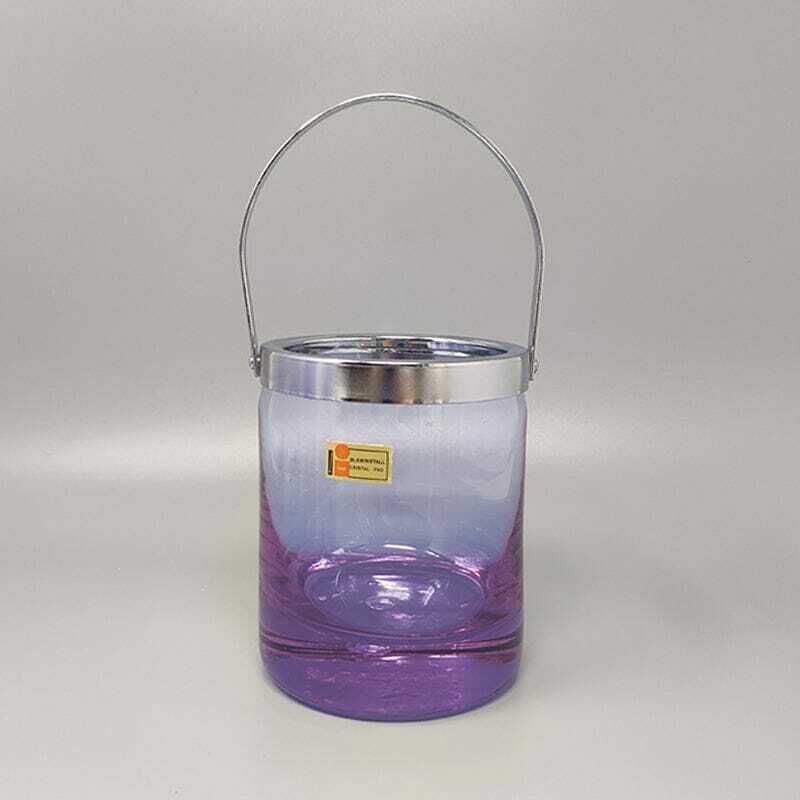 1970s Gorgeous Crystal Ice Bucket With 4 Glasses By Ivat. Made In Italy photo Home Decor