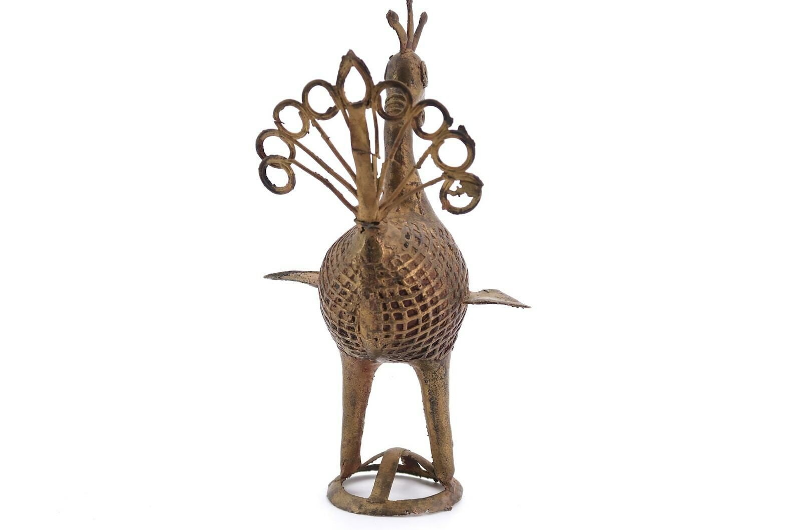 African Brass Bird Sculpture, 1970s / Ethnic Tribal Boho Chic Folk Bohemian Cabinet Of Curiosities photo for sale