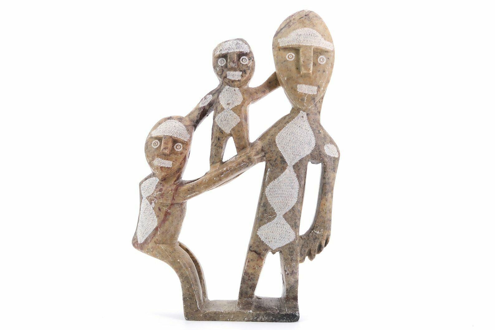 Moroccan Carved Stone Statue: Family, 1970s / Boho Chic, Folk, Morocco, Sculpture, Art