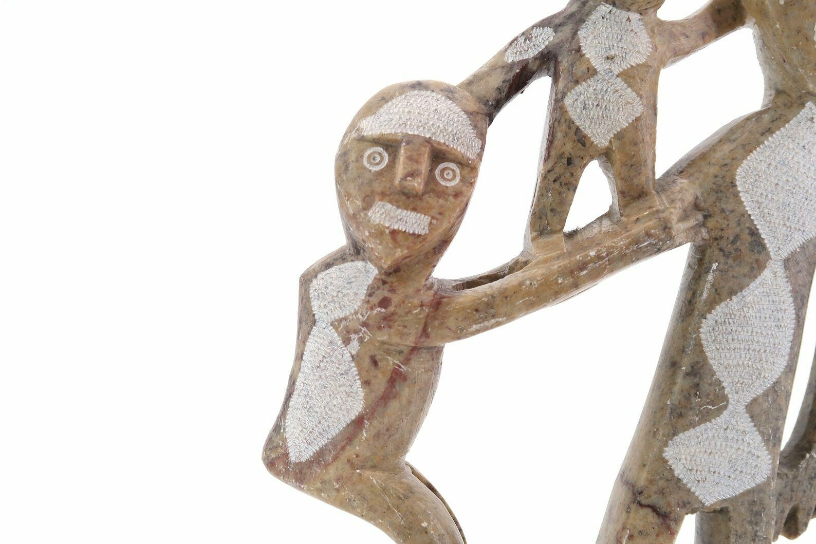 Moroccan Carved Stone Statue: Family, 1970s / Boho Chic, Folk, Morocco, Sculpture, Art photo Art