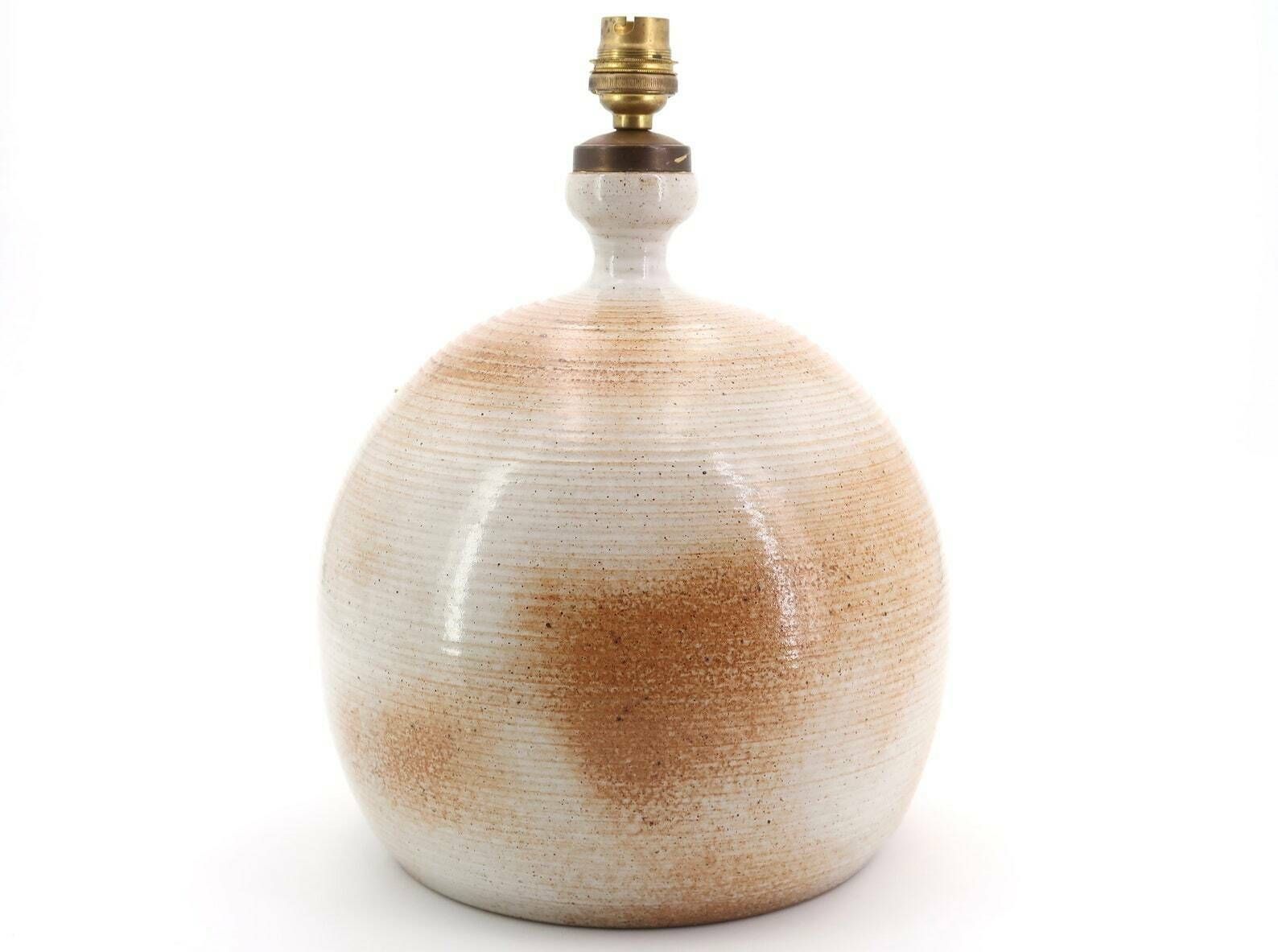 French Ceramic Table Lampe By Grès Du Marais, Brown And Beige, 1960s / Modernist, Mid Century Modern, Ceramic, Made In France, French photo furniture