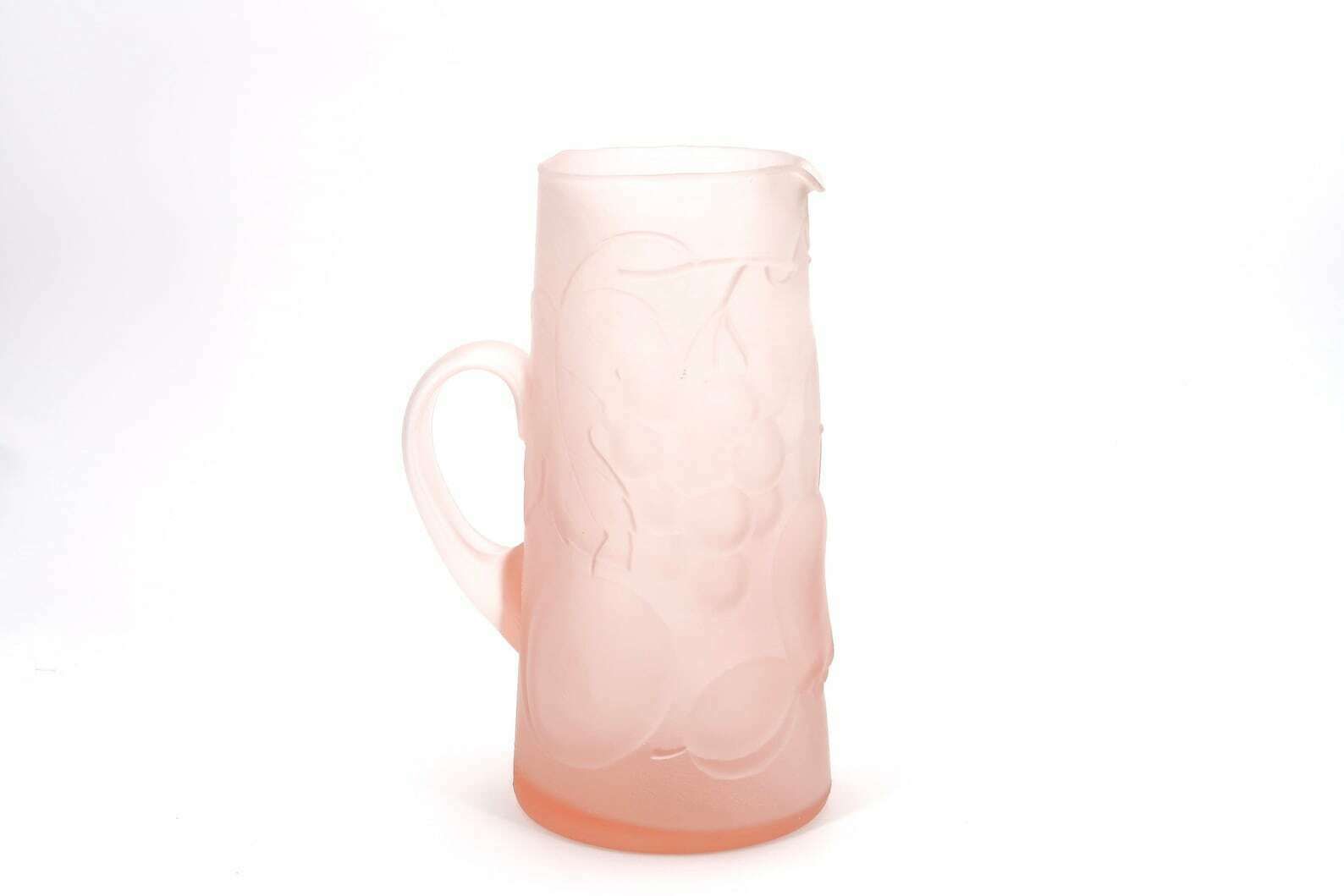 Pale Pink Empoli Glass Pitcher, 1960s / Genie Bottle Decanter, Pastel, Folk, Made In Italy