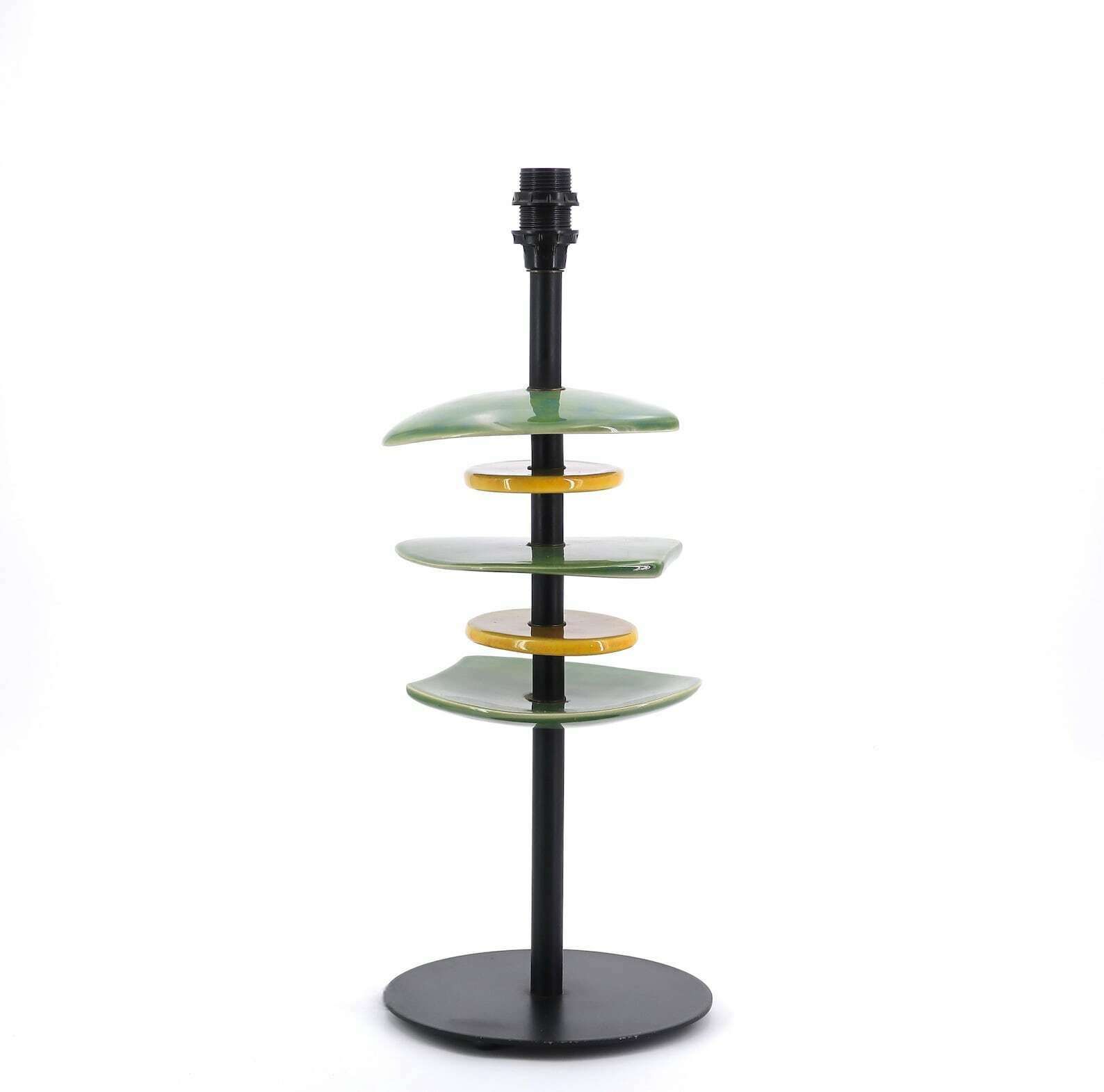 Lampe de table française en céramique aux formes libres, années 1990, de style Georges Jouve, totem, abstrait, végétal, organique, sculptural photo for sale