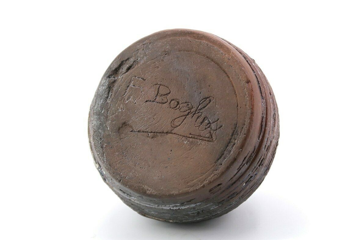 French Ceramic Signed Vase, 1970s / Brown, Wabi Sabi, Vintage, Boho Chic, Folk photo vinterior